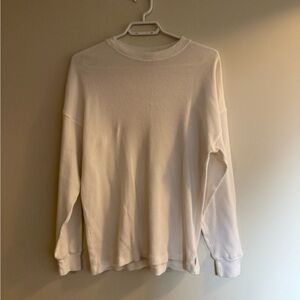 TNA White Waffle Knit Crewneck Top
